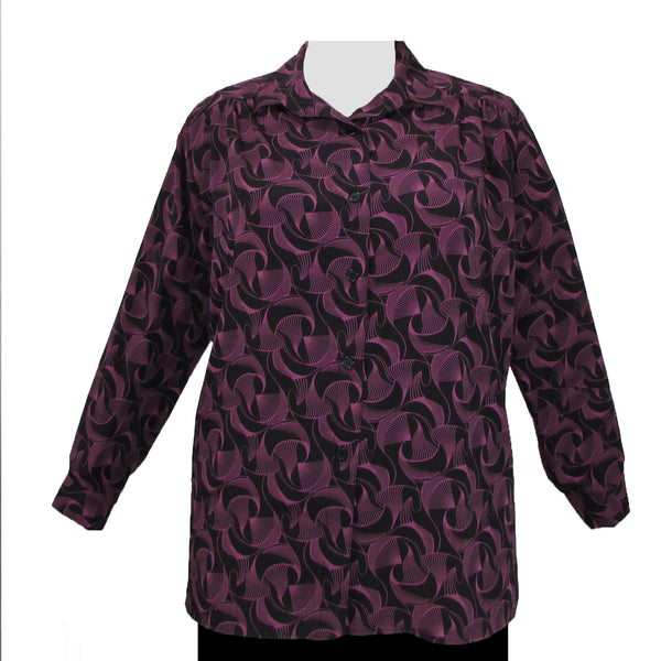 Long Sleeve Button-Front Tunic with Shirring