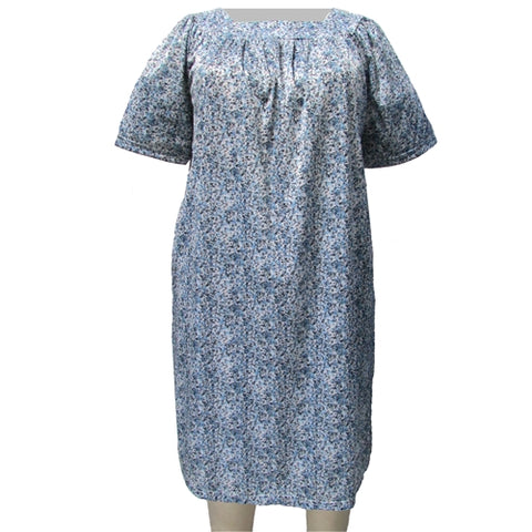 Blue Garden Square Neck Lounging Dress Women's Plus Size Dress