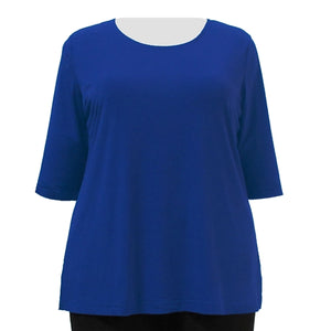 Cobalt 3/4 Sleeve Round Neck Pullover Top Women's Plus Size Top