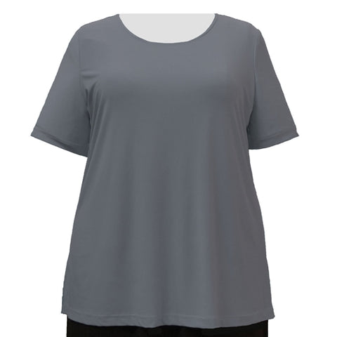 Charcoal Grey Round Neck Pullover Top Women's Plus Size Top