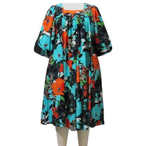 Turquoise Blossom Dress Women's Plus Size Dress
