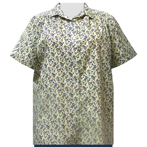 Yellow Prairie Short Sleeve Tunic with Shirring Women's Plus Size Blouse