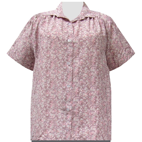 Pink Stella Short Sleeve Tunic with Shirring Women's Plus Size Blouse