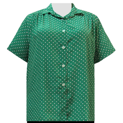 Kelly Dots Short Sleeve Tunic with Shirring Women's Plus Size Blouse
