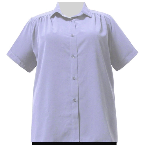 Lilac Short Sleeve Tunic with Shirring Women's Plus Size Blouse
