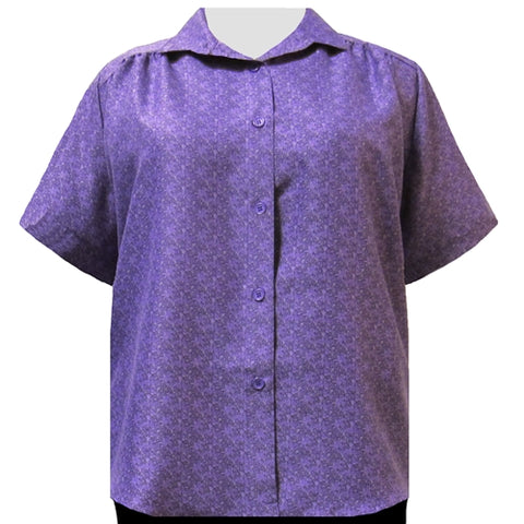 Purple Cora Short Sleeve Tunic with Shirring Women's Plus Size Blouse