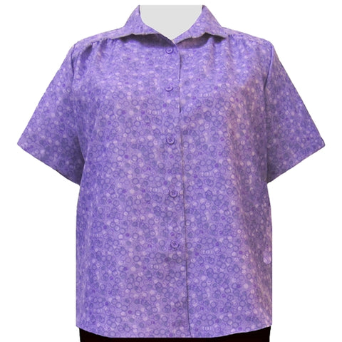 Purple Le Cirque Short Sleeve Tunic with Shirring Women's Plus Size Blouse