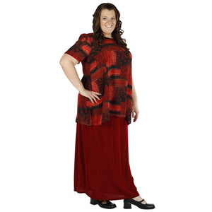 Red Long A-Line Skirt Women's Plus Size Skirt
