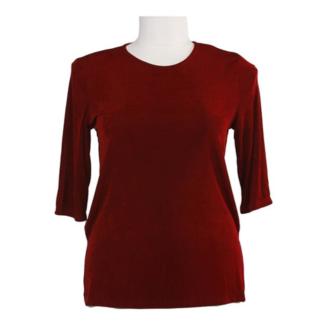 Red Slinky 3/4 Sleeve Round Neck Women's Plus Size Top