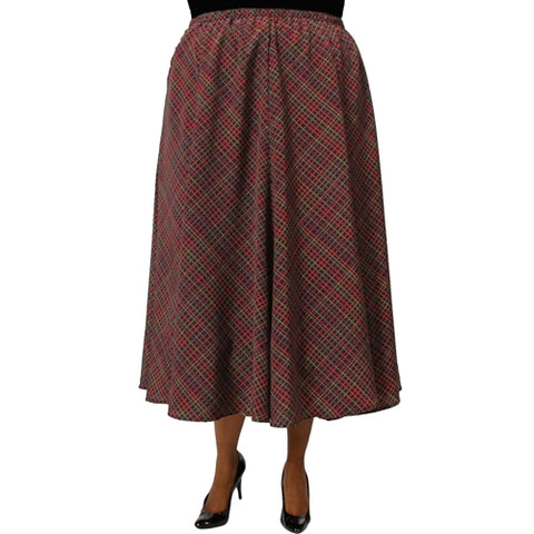 Diagonal Plaid Brown 8-Gore Plus Size Skirt