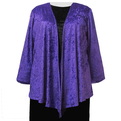 Purple Crushed Panne Delicate Drape Women's Plus Size Cardigan
