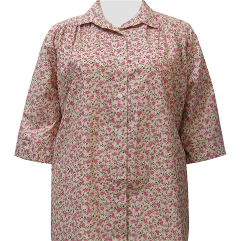 Romantic Garden 3/4 sleeve tunic with shirring Women's Plus Size Blouse