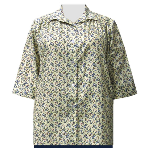 Yellow Prairie 3/4 sleeve tunic with shirring Women's Plus Size Blouse