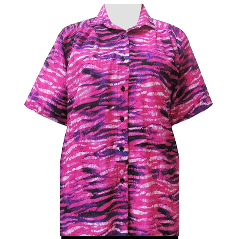 Pink Watercolor Designs Short Sleeve Tunic Women's Plus Size Blouse