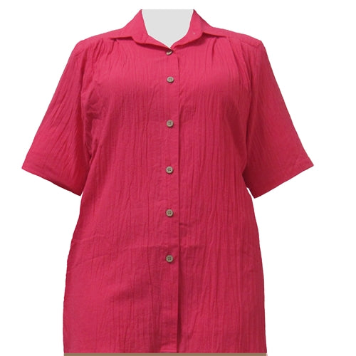 Strawberry Cotton Gauze Short Sleeve Tunic Women's Plus Size Blouse