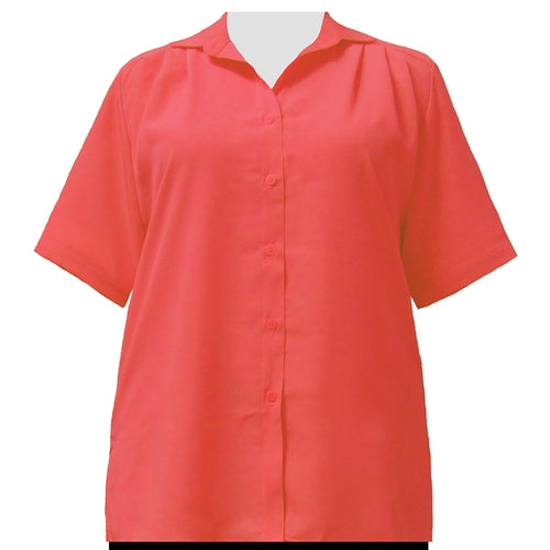 Bright Coral short sleeve Tunic Women's Plus Size Blouse