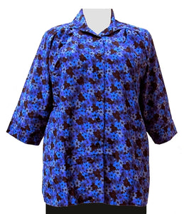 Blue Flori 3/4 Sleeve Tunic Women's Plus Size Blouse