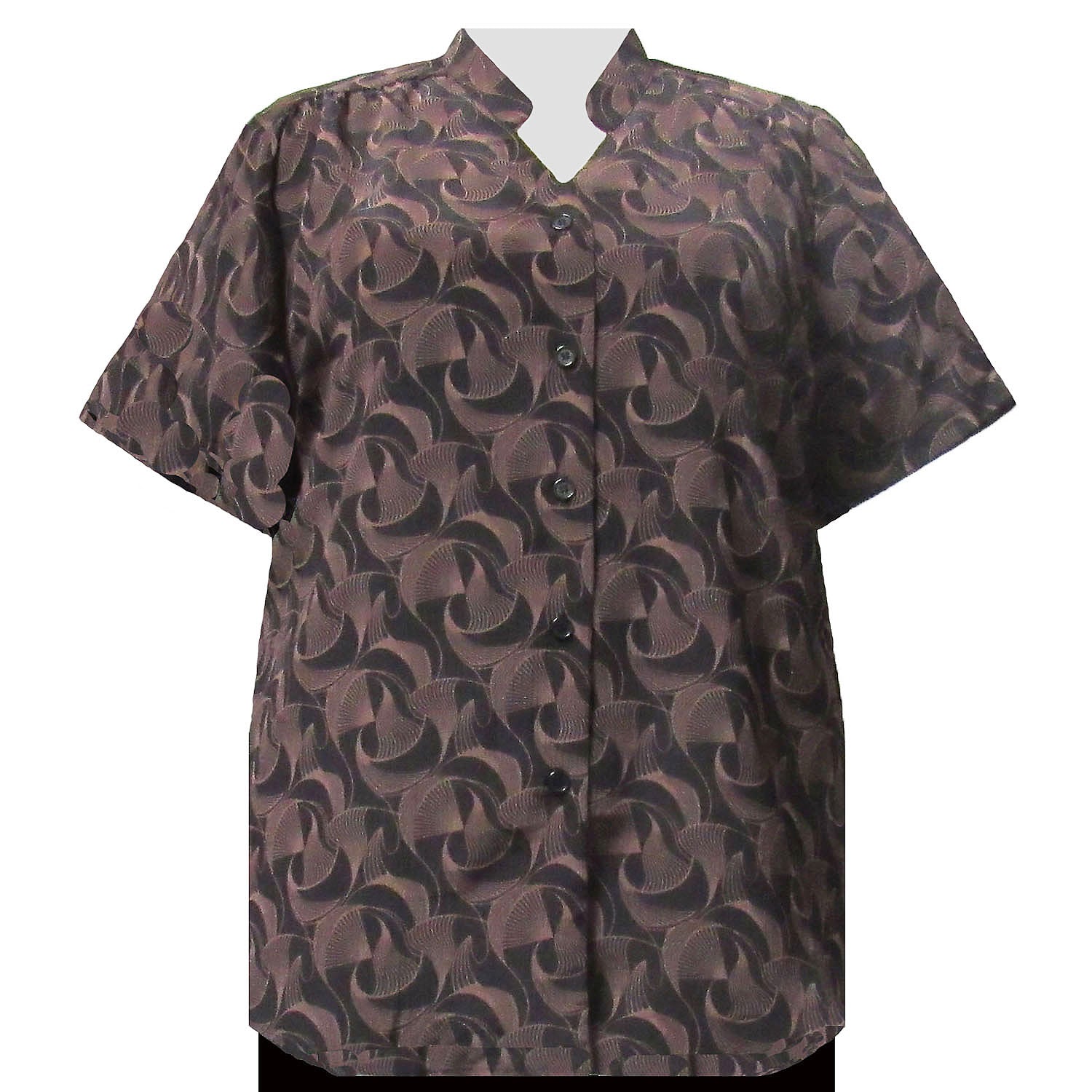 Short Sleeve Mandarin Collar V-Neck Tunic