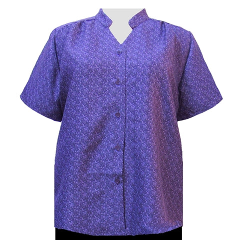 Purple Cora Mandarin Collar V-Neck Tunic Women's Plus Size Blouse