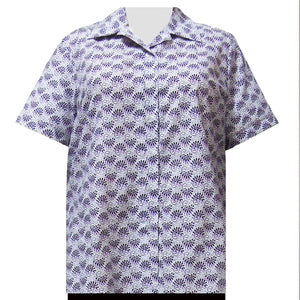 Purple Lively Short Sleeve Camp Shirt Women's Plus Size Blouse