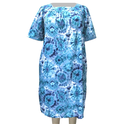 Blue Galaxy Square Neck Lounging Dress Women's Plus Size Dress