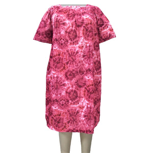 Pink Galaxy Square Neck Lounging Dress Women's Plus Size Dress