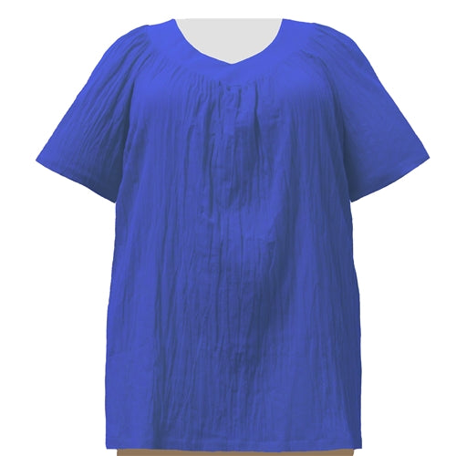 Royal Cotton Gauze V-Neck Pullover Women's Plus Size Top