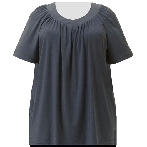 Charcoal Grey V-Neck Pullover Top Women's Plus Size Pullover Top