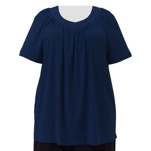 Navy V-Neck Pullover Top Women's Plus Size Pullover Top