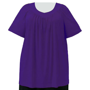 Purple Short Sleeve V-Neck Pullover Top