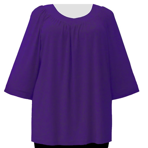 Purple 3/4 Sleeve V-Neck Pullover Top Women's Plus Size Pullover Top