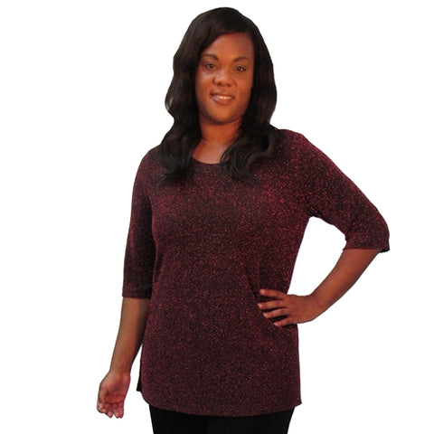 Ruby Sparkle 3/4 Sleeve Women's Plus Size Top