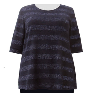 Sapphire Metallic Stripe Knit Sweater Women's Plus Size Knit Sweater