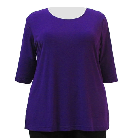 Purple 3/4 Sleeve Round Neck Pullover Top Women's Plus Size Top