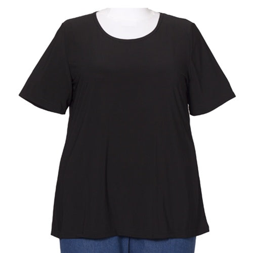 Black Round Neck Pullover Top Women's Plus Size Top