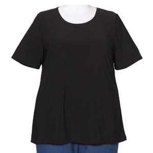 Black Round Neck Pullover Top Women's Plus Size Top