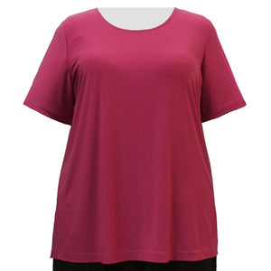 Pink Round Neck Pullover Top Women's Plus Size Top