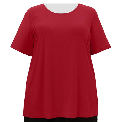 Red Round Neck Pullover Top Women's Plus Size Top