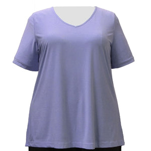 Lilac Short Sleeve V-Neck Pullover Top Women's Plus Size Top