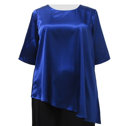 Cobalt Asymmetrical 3/4 Sleeve Round Neck Pullover Women's Plus Size Pullover Top