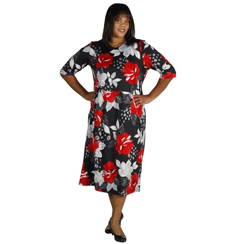 Peony Black Easy Fit - Easy Comfort Dress - Women's Plus Size Dress